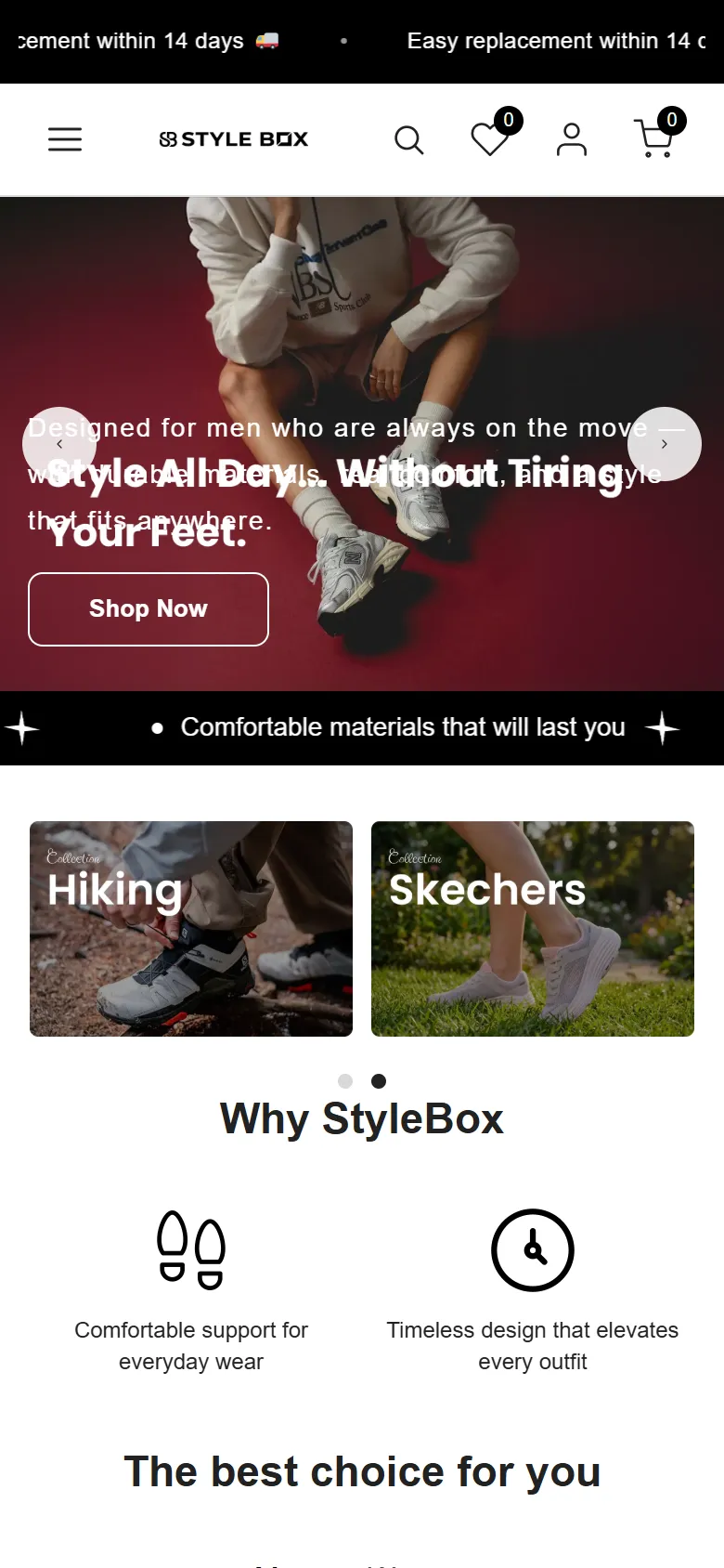 StyleBox homepage on a phone